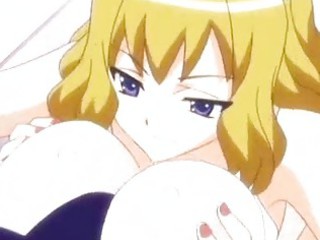 blonde anime babe rubbing a shemale dick
